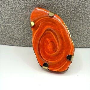 Vintage Enormous Orange Swirl Ring Sizs 9